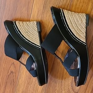 Black slip-on wedges